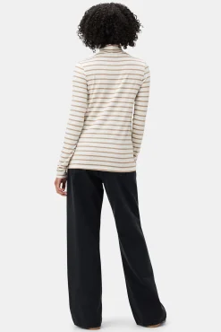 Amour Vert Flannery Modal Turtle Neck IvoryCamelStripe Fashion