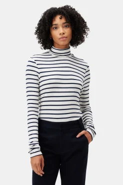 Amour Vert Flannery Modal Turtleneck MarineStripe Sale