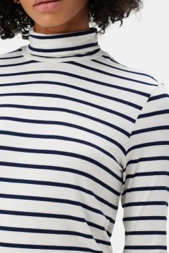 Amour Vert Flannery Modal Turtleneck MarineStripe Sale