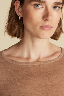 Amour Vert Fran Boatneck Cashmere Sweater CafeAuLaitBeige Clearance