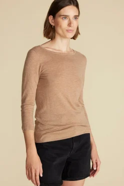 Amour Vert Fran Boatneck Cashmere Sweater CafeAuLaitBeige Clearance