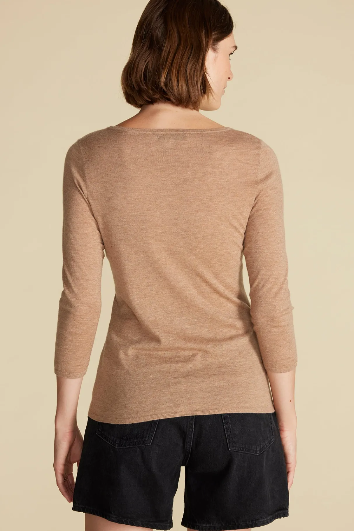 Amour Vert Fran Boatneck Cashmere Sweater CafeAuLaitBeige Clearance