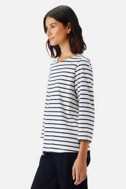Amour Vert Francoise Organic Cotton Tee IvoryNavyBlueStripe Fashion