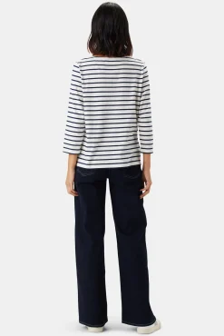 Amour Vert Francoise Organic Cotton Tee IvoryNavyBlueStripe Fashion