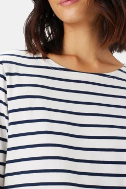 Amour Vert Francoise Organic Cotton Tee IvoryNavyBlueStripe Fashion