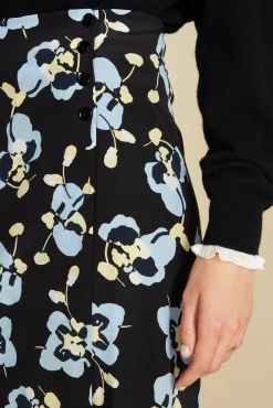 Amour Vert Gabrielle Washable Silk Skirt BlackPenseeFloralPrint Best