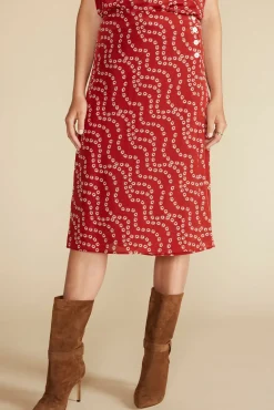 Amour Vert Gabrielle Washable Silk Wrap Skirt RustVannesFloralPrint Clearance
