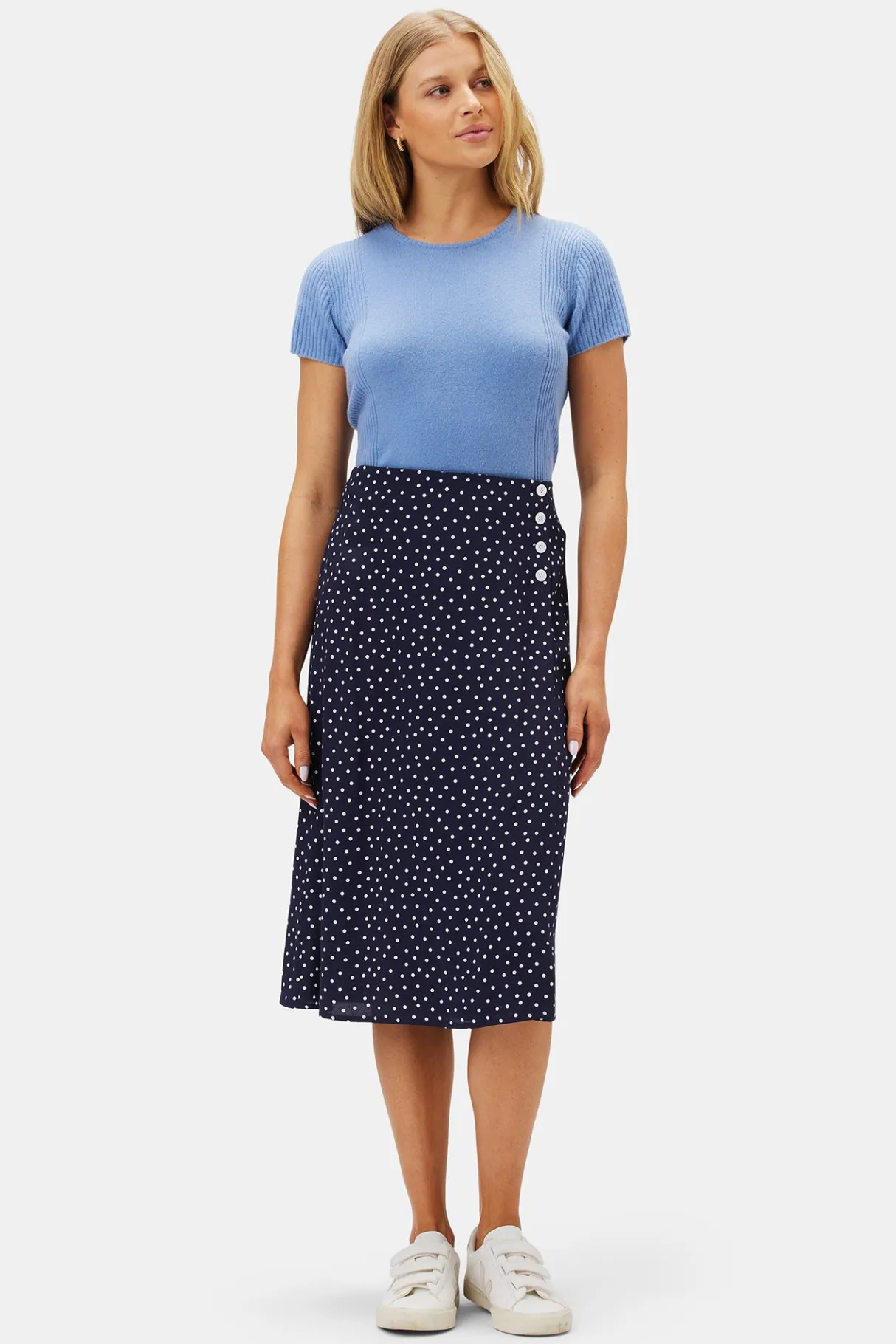 Amour Vert Gabrielle Wrap Skirt RivieraDotNavyBlue Sale