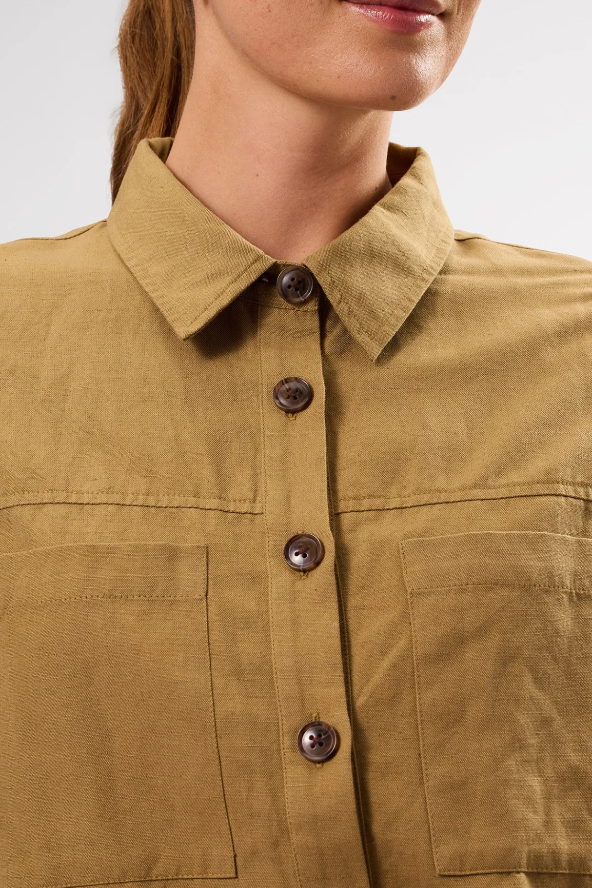 Amour Vert Genevieve Cotton Linen Jacket Elm Best