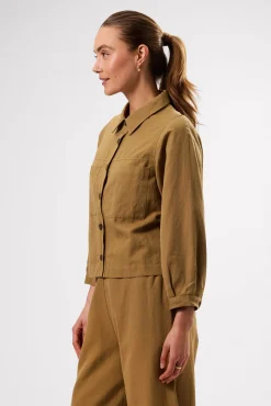Amour Vert Genevieve Cotton Linen Jacket Elm Best
