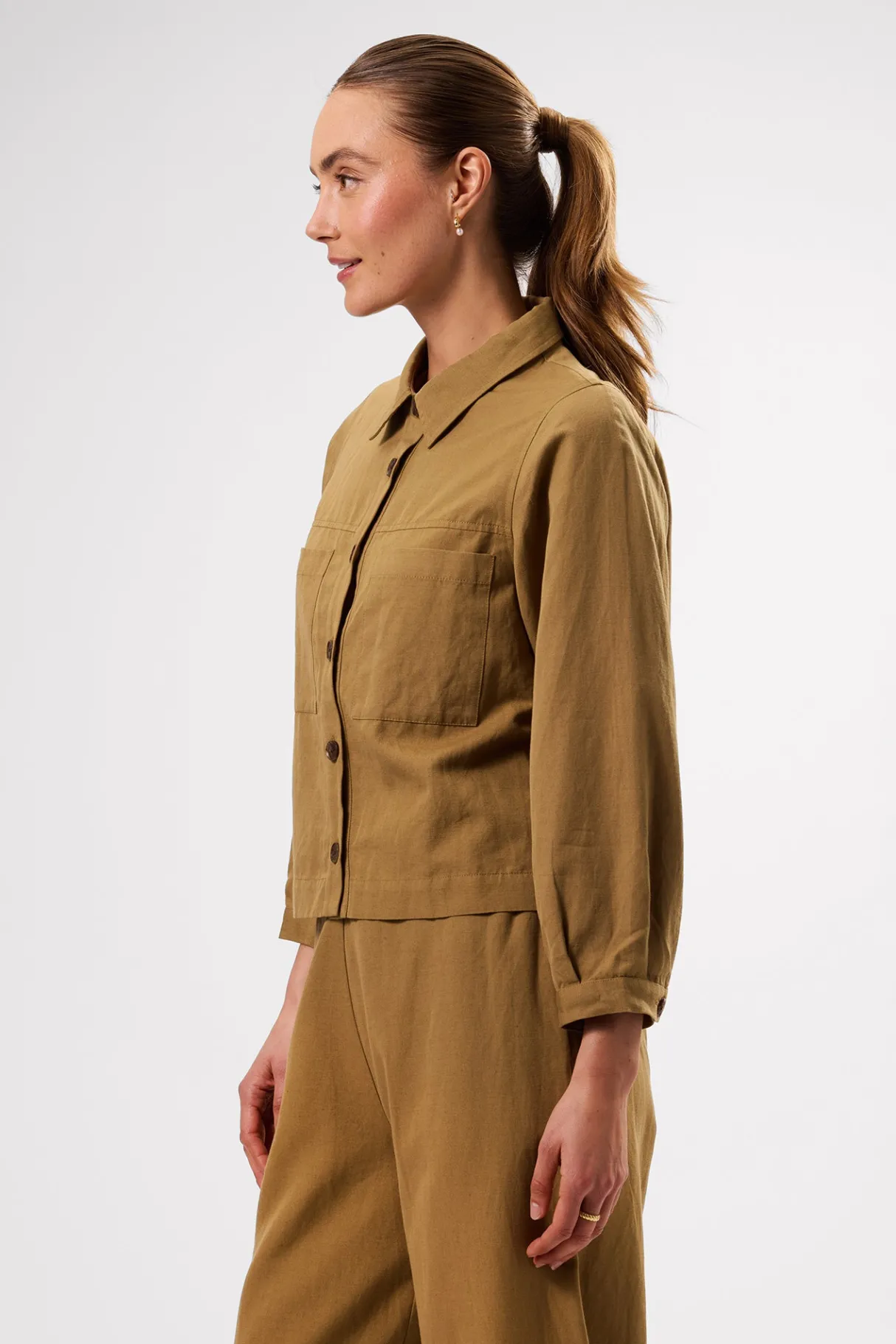 Amour Vert Genevieve Cotton Linen Jacket Elm Best