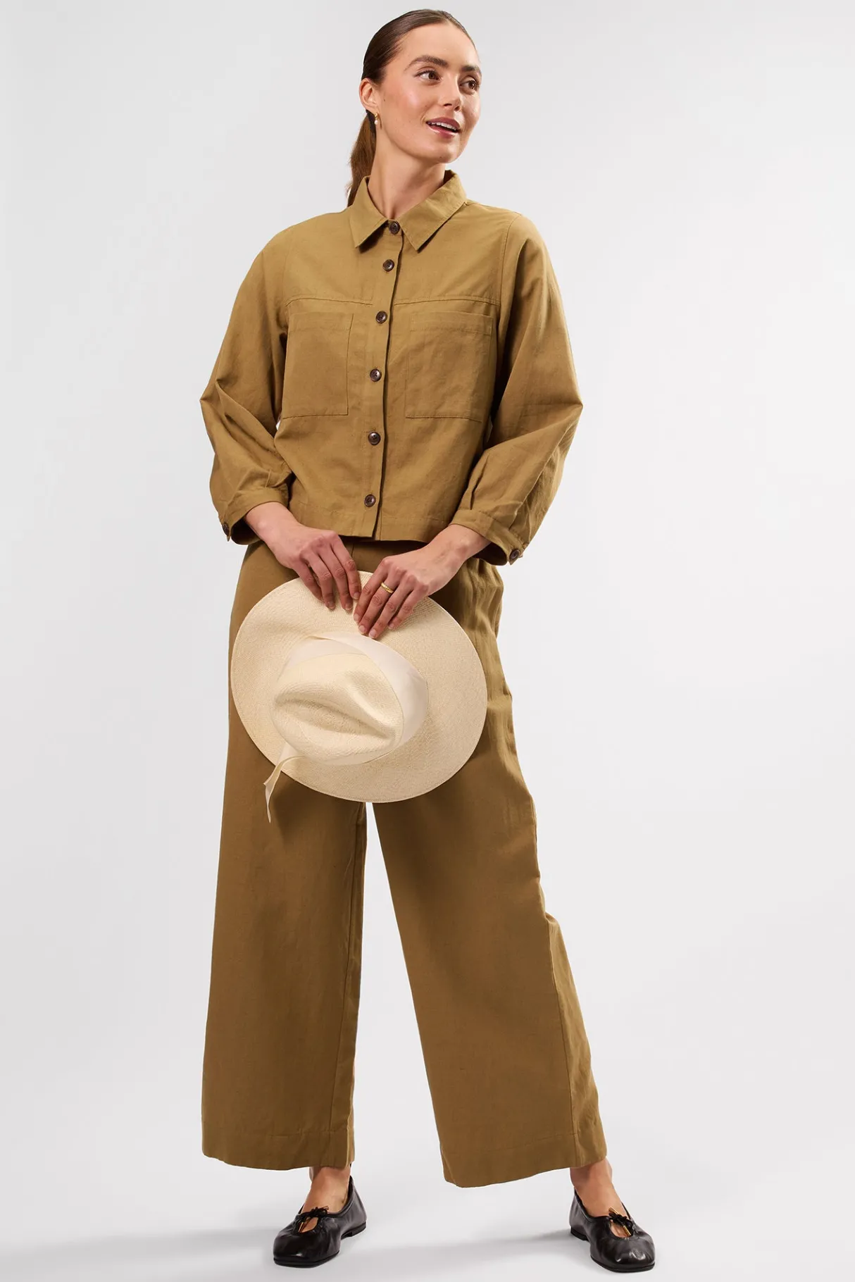 Amour Vert Genevieve Cotton Linen Jacket Elm Best