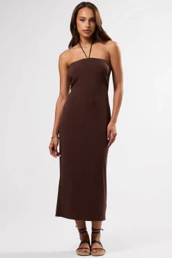 Amour Vert Gio Stretch Knit Dress Espresso Fashion