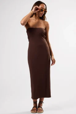 Amour Vert Gio Stretch Knit Dress Espresso Fashion