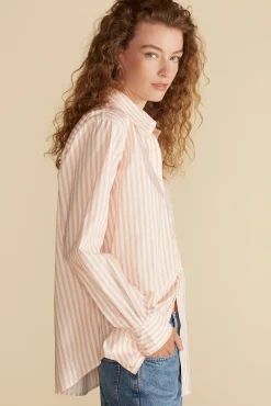 Amour Vert Henri Button Down Shirt ApricotandIvoryStripe Online