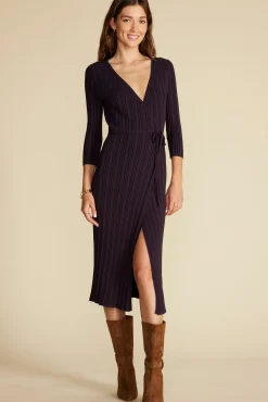 Amour Vert Ila Knit Wrap Dress PurpleFig Outlet