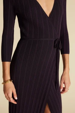 Amour Vert Ila Knit Wrap Dress PurpleFig Outlet