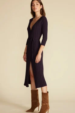 Amour Vert Ila Knit Wrap Dress PurpleFig Outlet