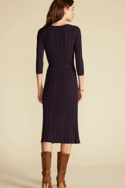 Amour Vert Ila Knit Wrap Dress PurpleFig Outlet