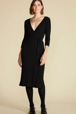 Amour Vert Ila Knit Wrap Dress Black Clearance