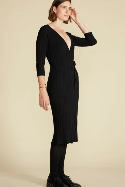 Amour Vert Ila Knit Wrap Dress Black Clearance