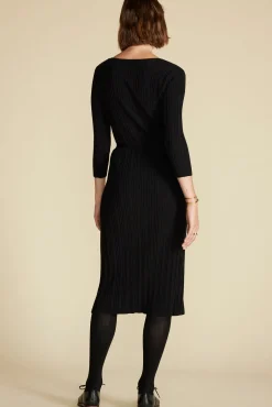 Amour Vert Ila Knit Wrap Dress Black Clearance