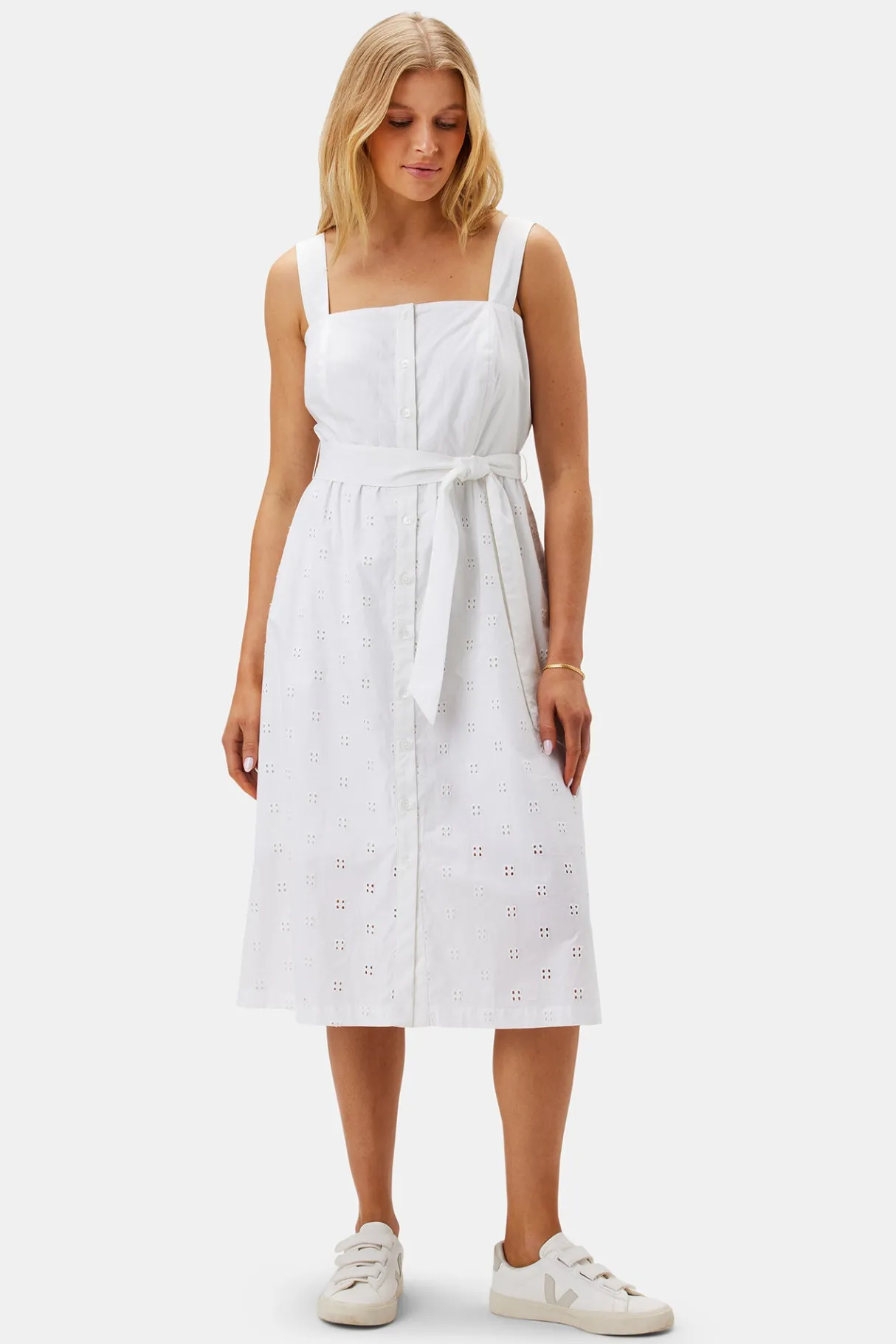 Amour Vert Irene Organic Cotton Eyelet Dress White Online