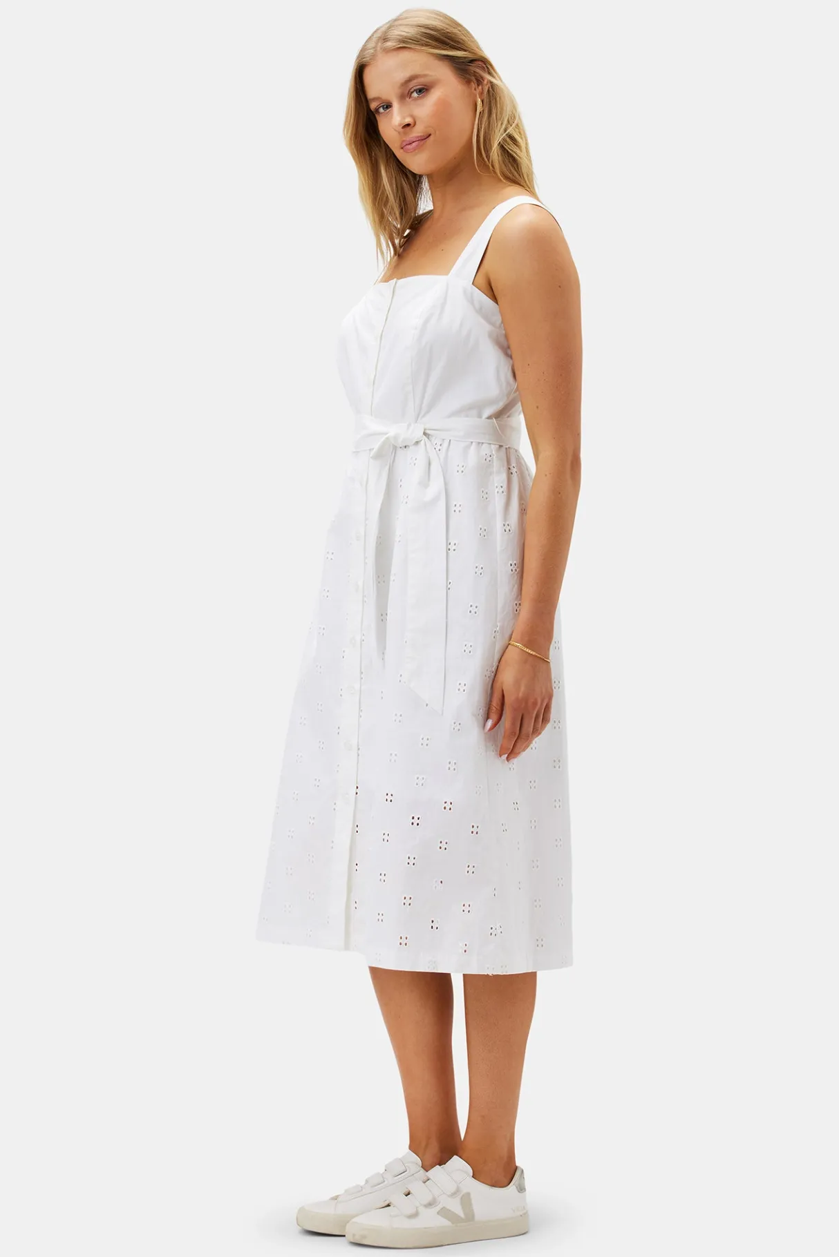 Amour Vert Irene Organic Cotton Eyelet Dress White Online