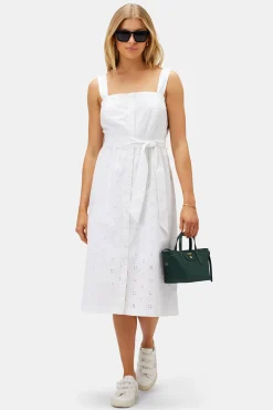 Amour Vert Irene Organic Cotton Eyelet Dress White Online