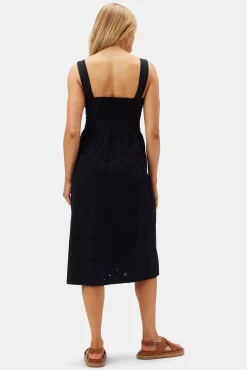 Amour Vert Irene Organic Cotton Eyelet Dress Black Hot
