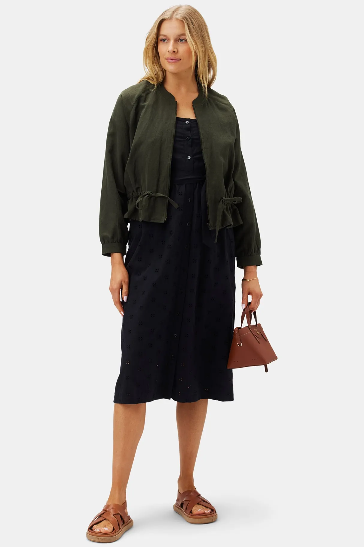 Amour Vert Irene Organic Cotton Eyelet Dress Black Hot