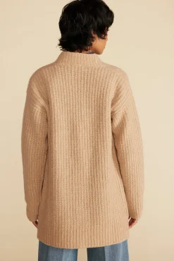 Amour Vert Jeune Relaxed Open Front Cardigan OatmealBeige Clearance