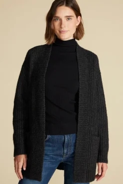 Amour Vert Jeune Relaxed Open Front Cardigan AnthraciteGrey Fashion