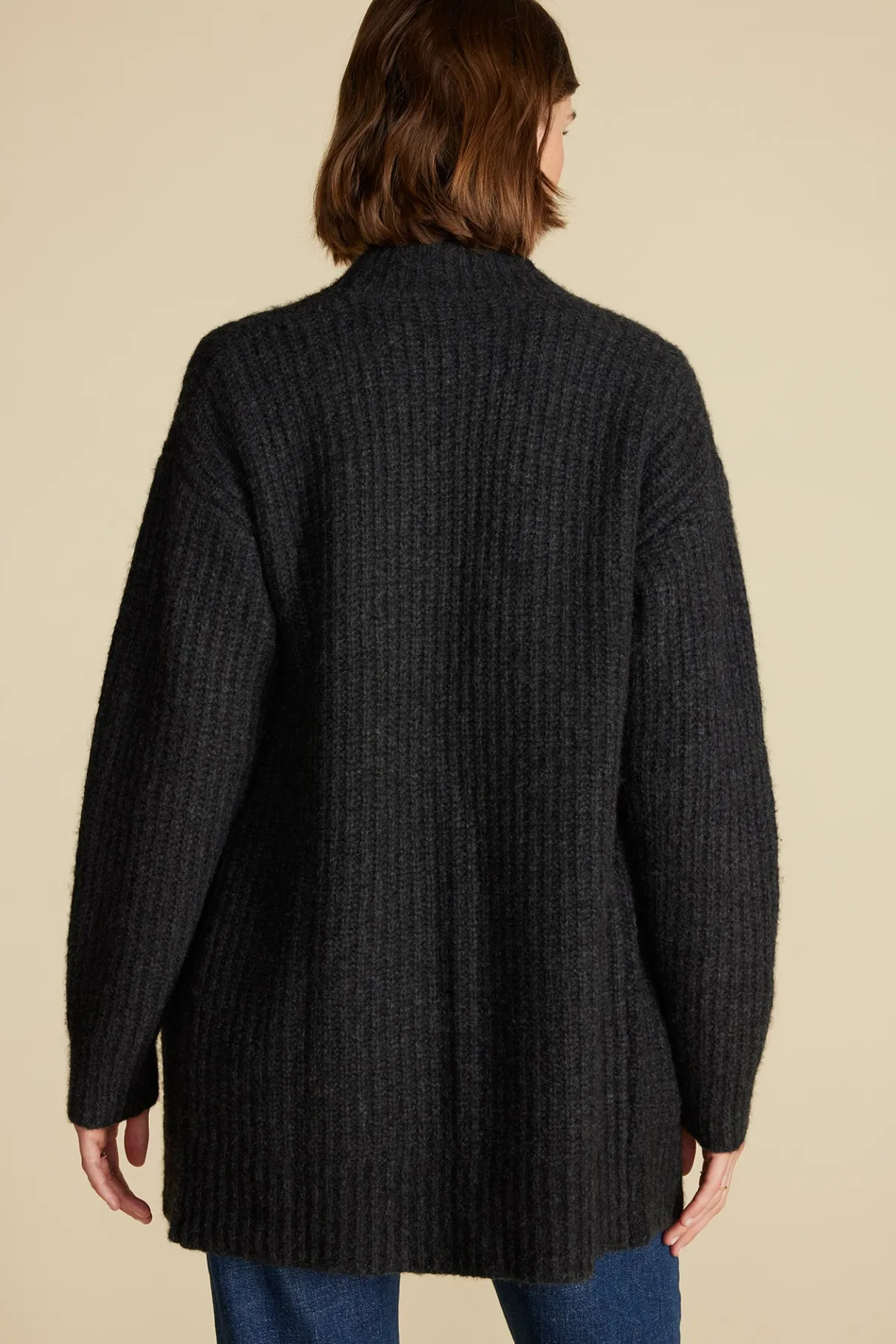 Amour Vert Jeune Relaxed Open Front Cardigan AnthraciteGrey Fashion