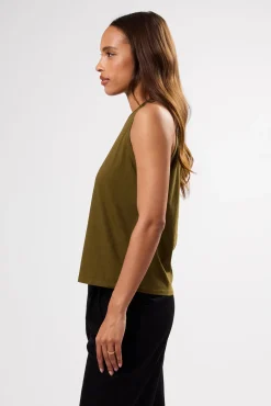 Amour Vert Jillian Organic Cotton Tank OliveGreen New