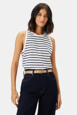 Amour Vert Jillian Organic Cotton Tank IvoryNavyStripe Discount