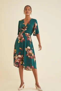 Amour Vert Joselle Silk Dress PineIvory Clearance
