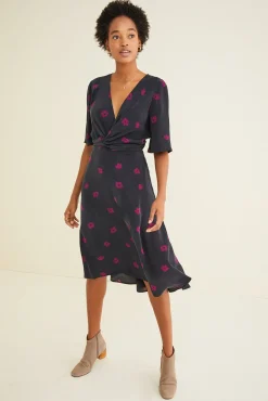 Amour Vert Joselle Silk Dress PineIvory Clearance
