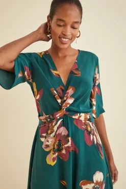 Amour Vert Joselle Silk Dress PineIvory Clearance