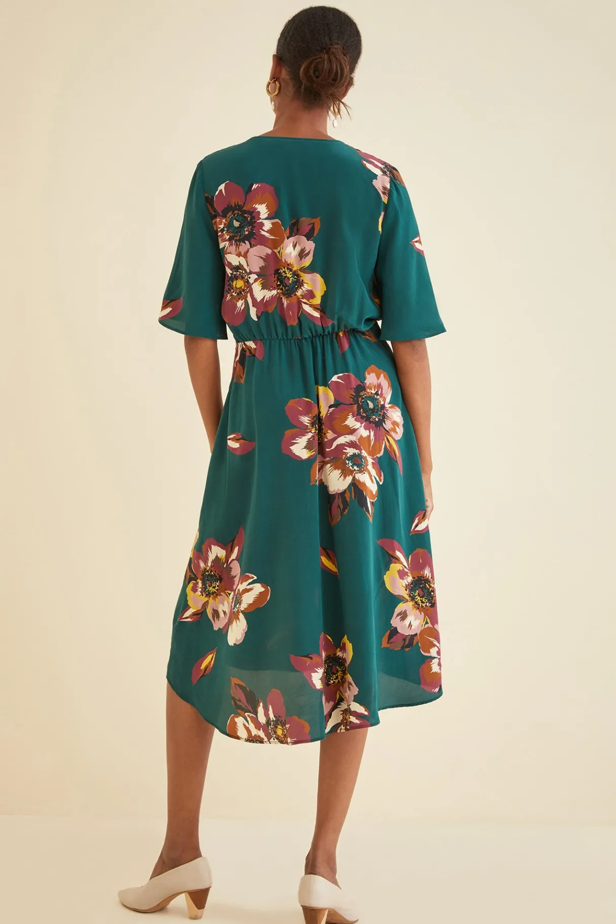 Amour Vert Joselle Silk Dress PineIvory Clearance