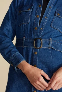 Amour Vert Joyce Denim Shirt Dress IndigoBlue New