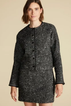 Amour Vert Jules Crop Lady Jacket BlackHerringbone New