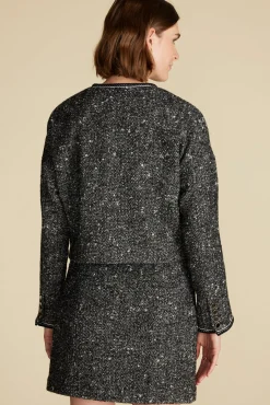 Amour Vert Jules Crop Lady Jacket BlackHerringbone New