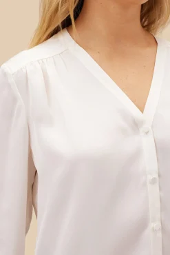 Amour Vert Kali Button Front Blouse Ivory New