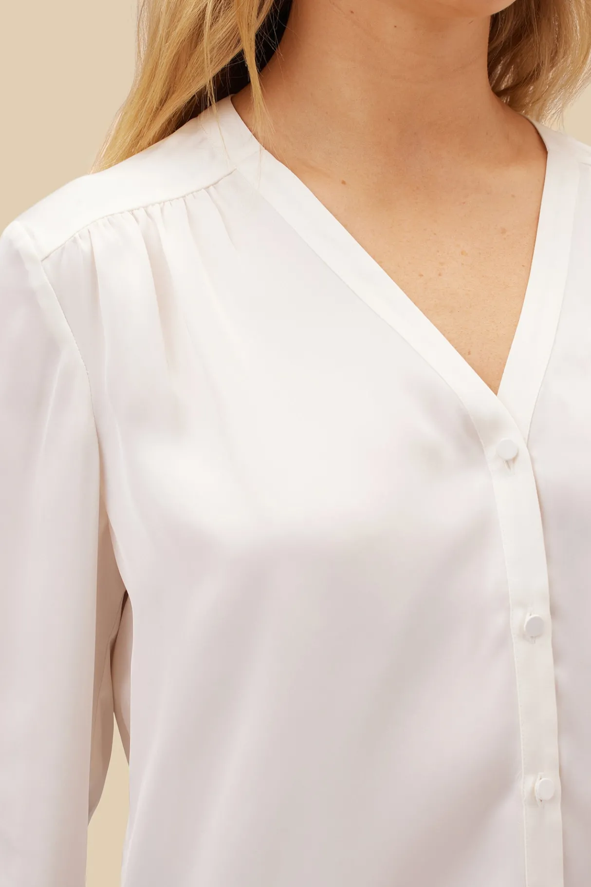 Amour Vert Kali Button Front Blouse Ivory New
