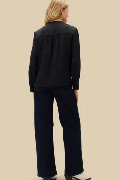 Amour Vert Kali Button Front Blouse Black Outlet