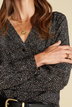 Amour Vert Kaya Washable Silk Blouse ChamonixBlackandWhitePrint Hot