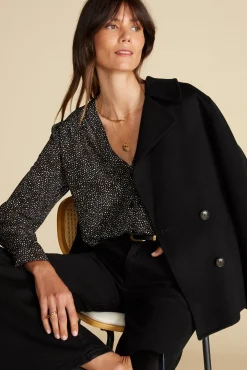 Amour Vert Kaya Washable Silk Blouse ChamonixBlackandWhitePrint Hot