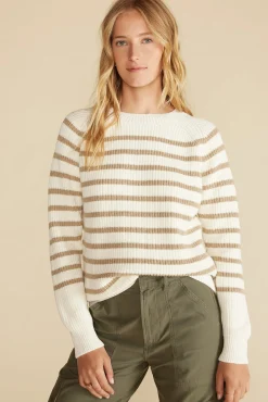 Amour Vert Layla Organic Cotton Sweater IvoryandTanStripe Online