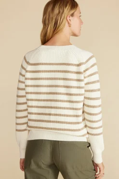 Amour Vert Layla Organic Cotton Sweater IvoryandTanStripe Online